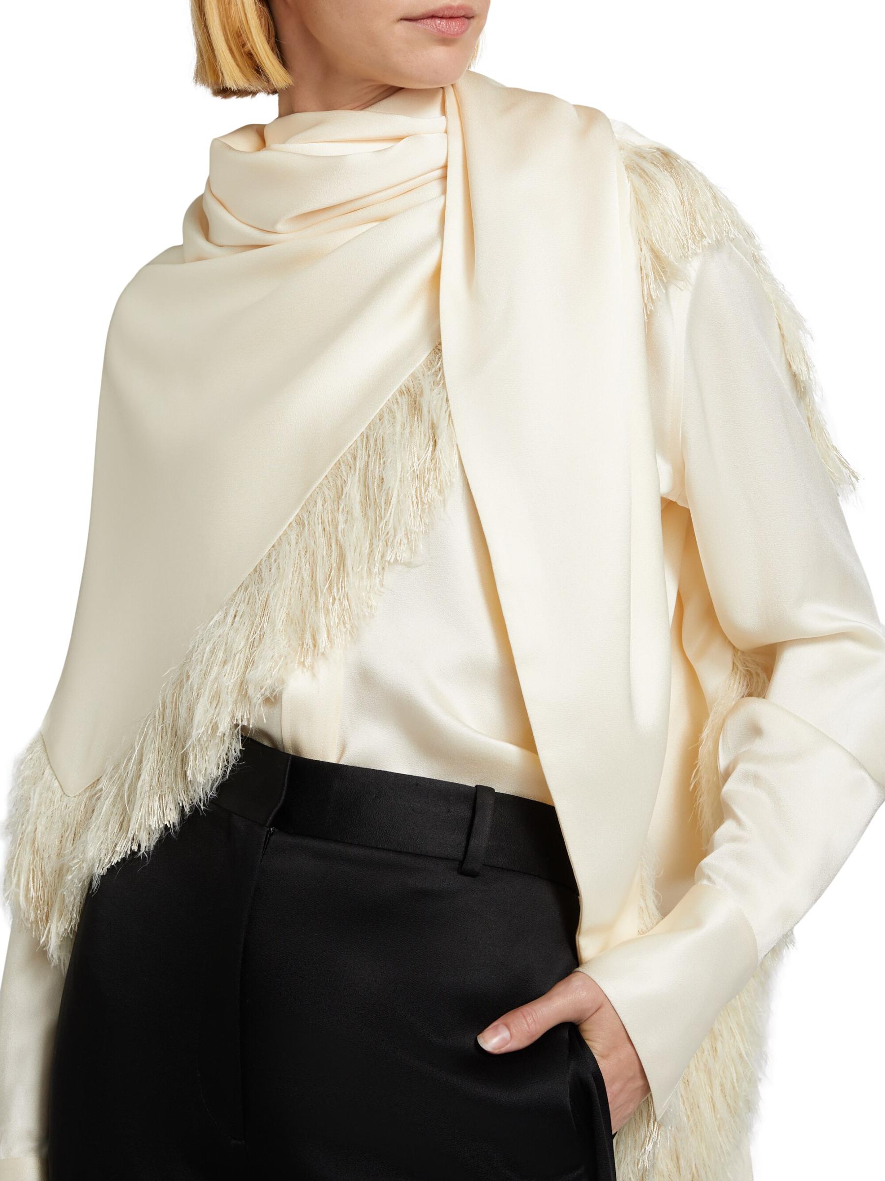 Shop Totême - Fringed Charmeuse Triangle Scarf | Saks Fifth