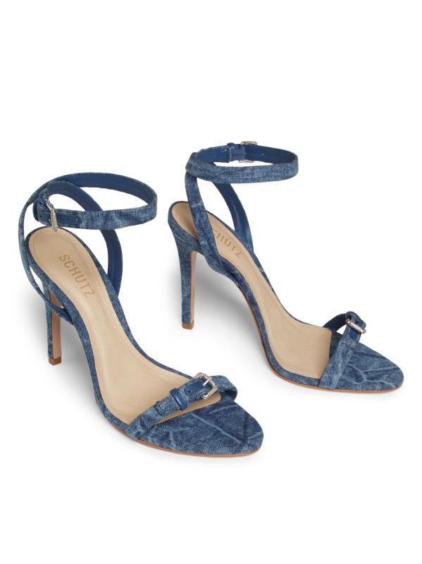 Shop Schutz Aurora Denim High-Heel Sandals Saks Fifth Avenue