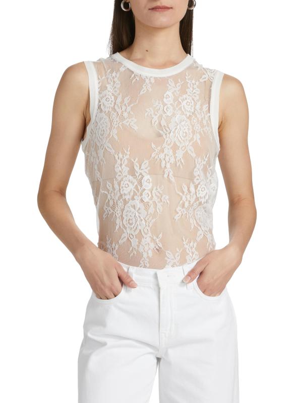 #2: بلوزة بدون أكمام من الدانتيل الشفاف من براكسس - عاجيي