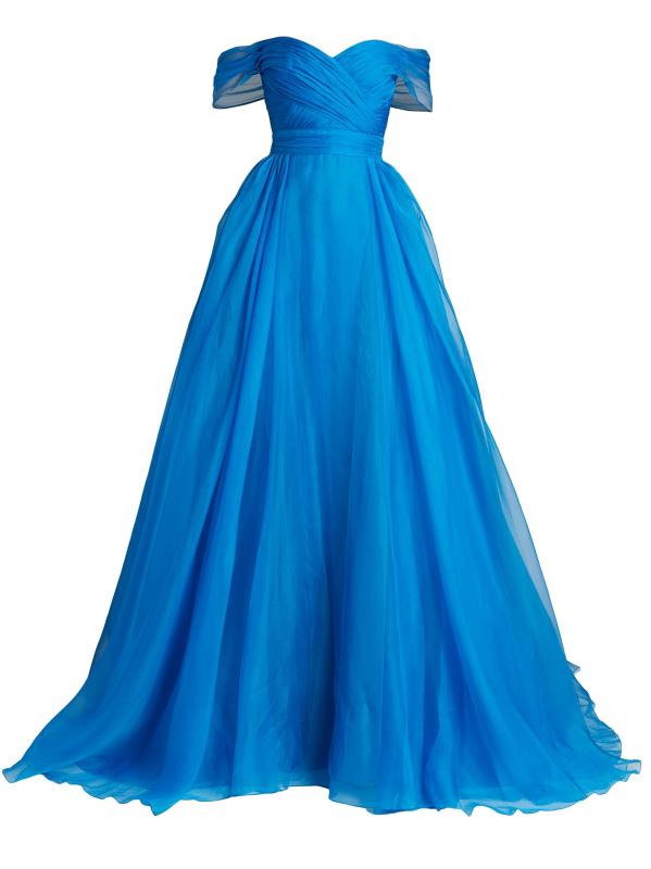 فستان أورجانزا مكشوف الكتفين