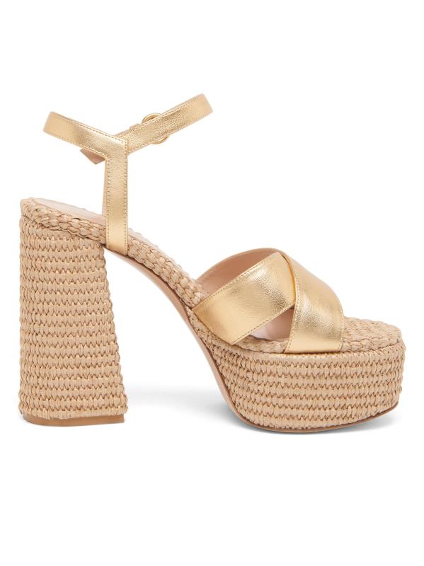 #1: صندل بيبي الجلدي والرافيا بلاتفورم - نهر ميكونغ الطبيعي