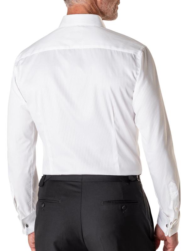 #6: قميص مخطط ساتان بمقاس معاصر - أبيض