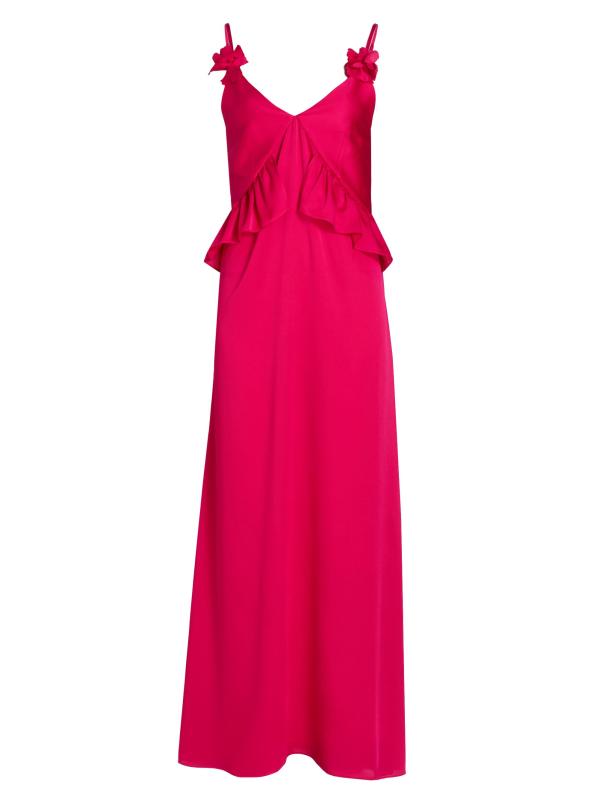 فستان ماكسي ساتان مكشكش من بيل