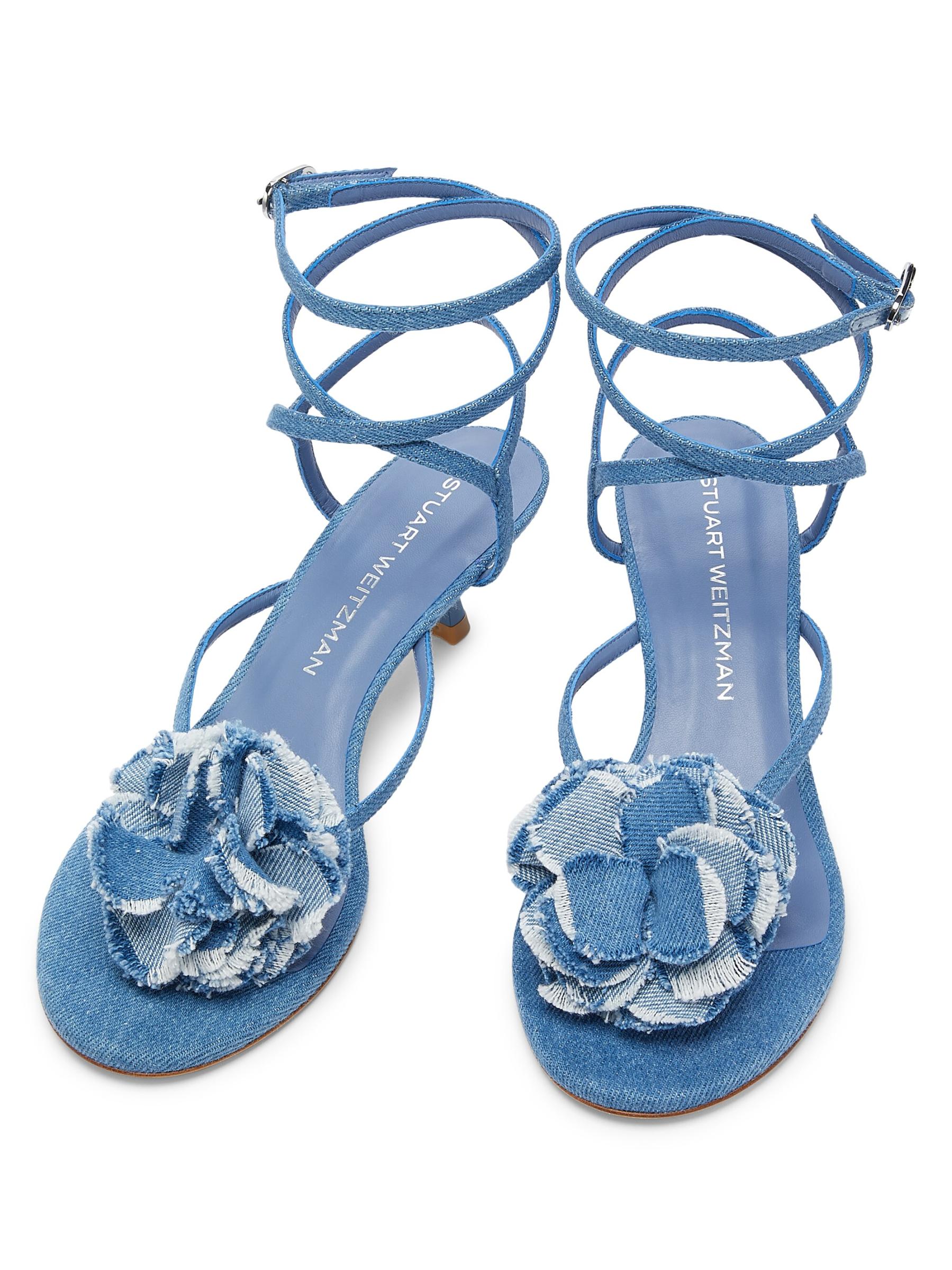 サンダル・ミュール STUART WEITZMAN Electric Blue Leather Dusk Sandals サンダル・ミュール STUART WEITZMAN Electric Blue Leather