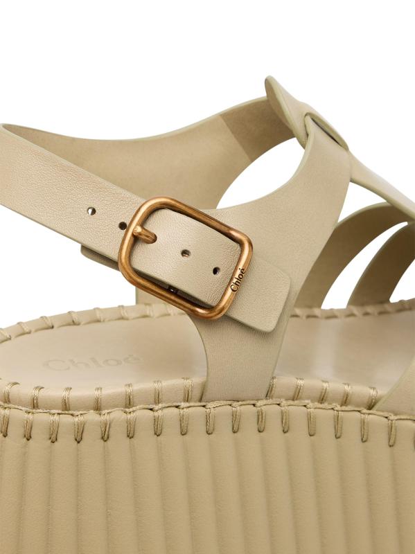 #4: صندل ناما ببلاتفورم من الجلد مقاس 80 ملم - أخضر فاتح