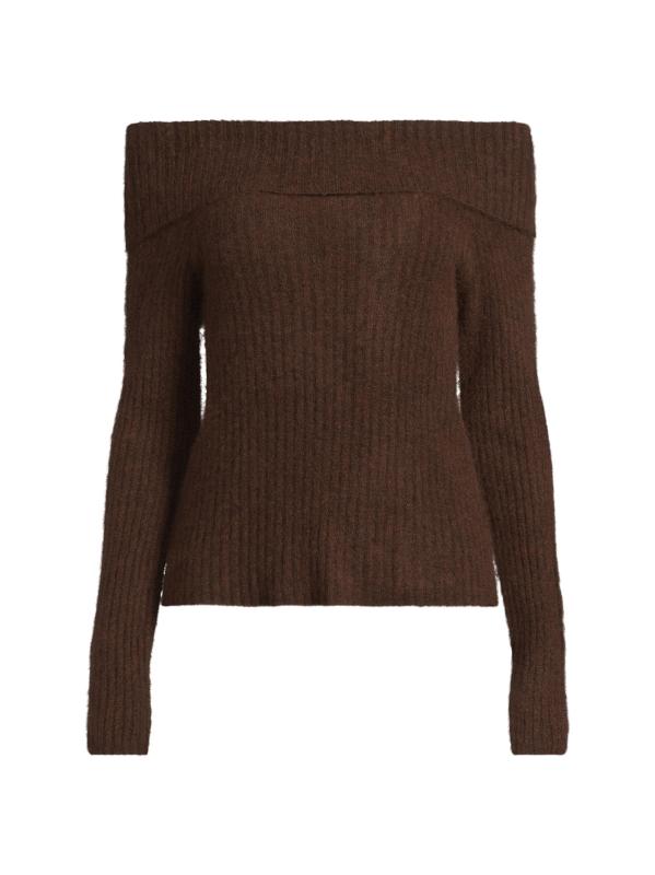 Off-The-Shoulder Silk-Cashmere Sweaeter