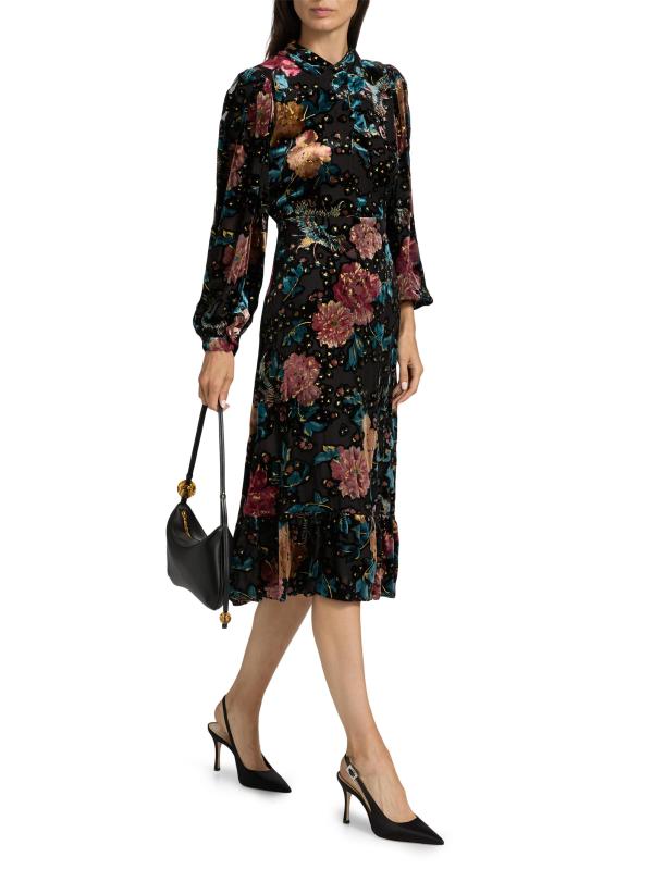 #7: فستان بيكا فلورال ميدي - مخمل طيور الجنة