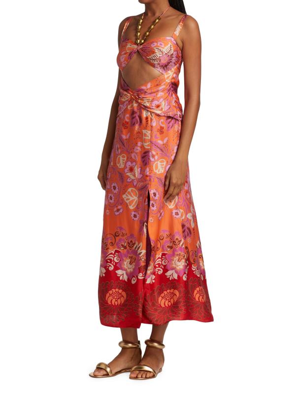 #3: فستان متوسط الطول بفتحات زهرية من نيسا - زهر البرتقال