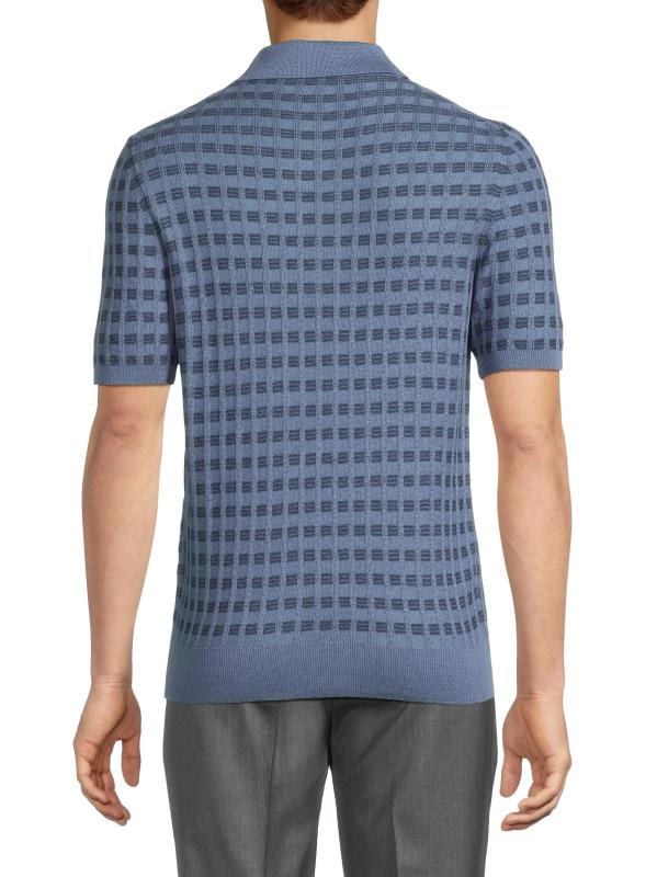 #4: قميص بولو من الحرير والكشمير والصوف الجاكار - باستيل بلو