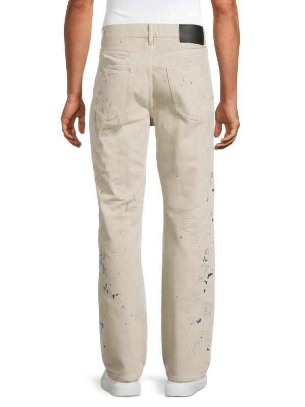 #4: بنطال جينز مطرز بطلاء مزدوج - كاكي