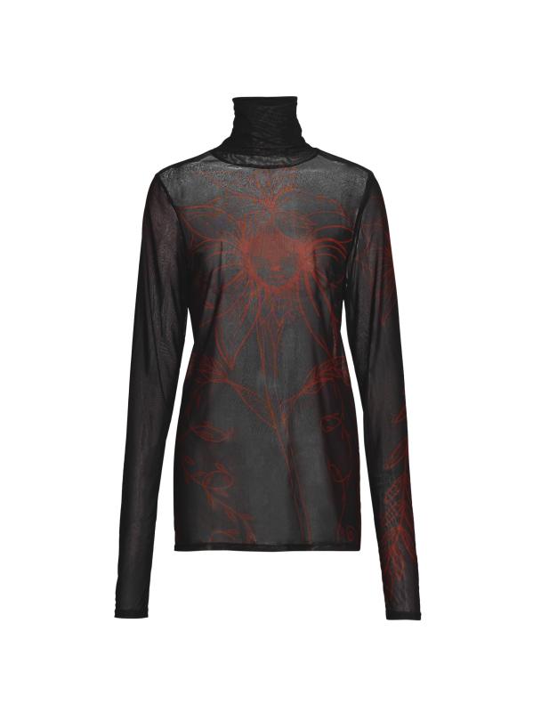 المقدمة: بلوزة آما تيلز الشبكية ذات الياقة المدورة