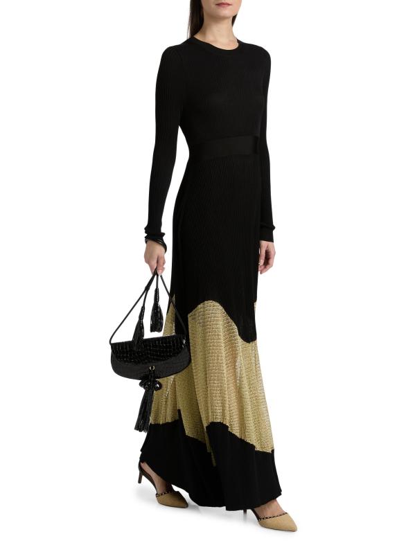 #7: فستان Roanne الطويل المحبوك من الصوف والكشمير - الذهب الأسود