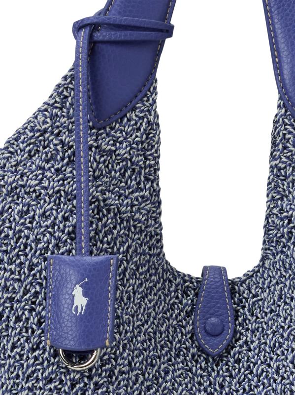 『POLO RALPH LAUREN』かぎ針編みコットン＆レザートートバッグ Polo Ralph Lauren - かぎ針編みコットン＆レザートートバッグ