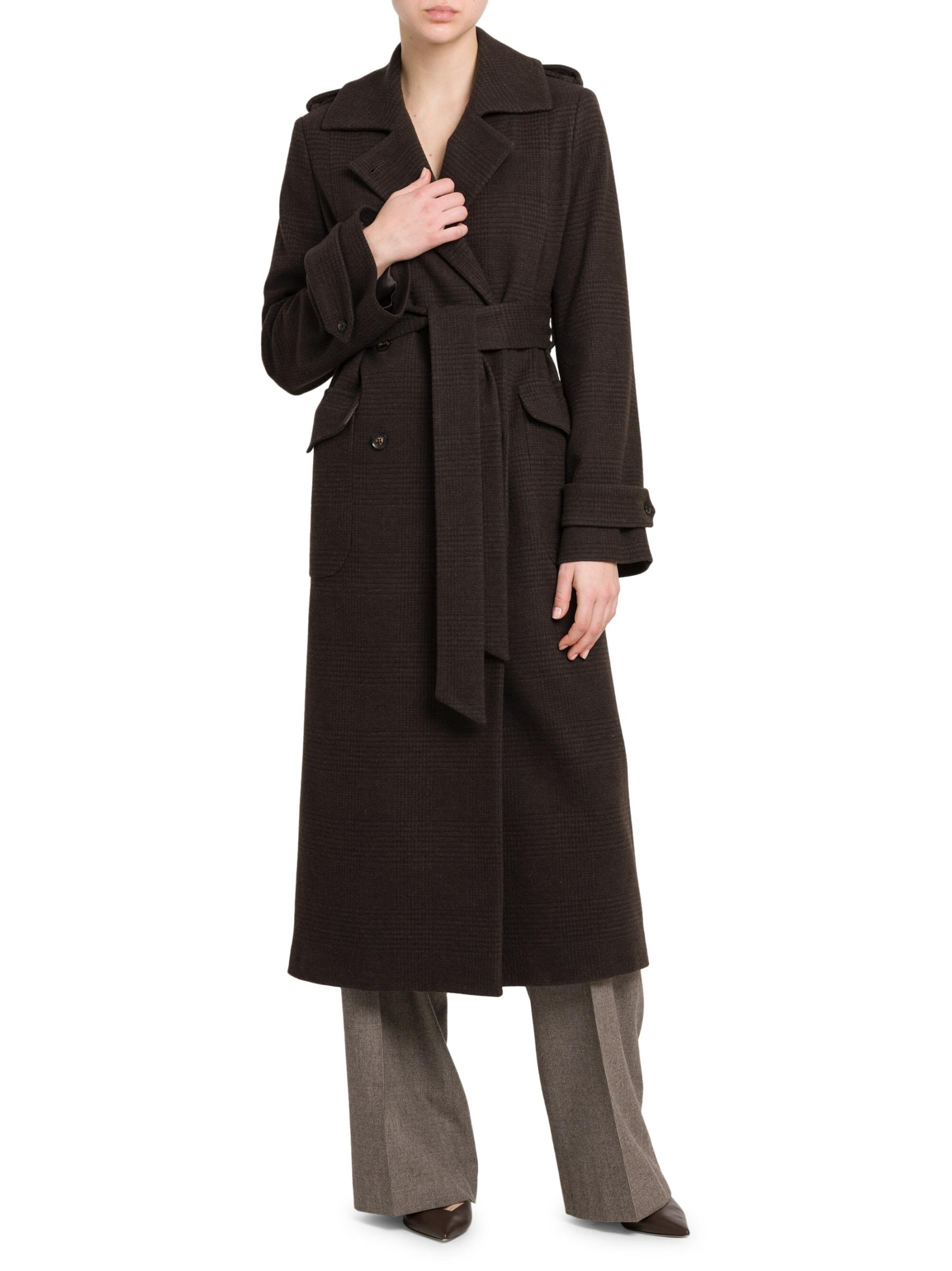 Shop Kiton - Checkered Wool Belted Coat | Saks Fifth Avenue