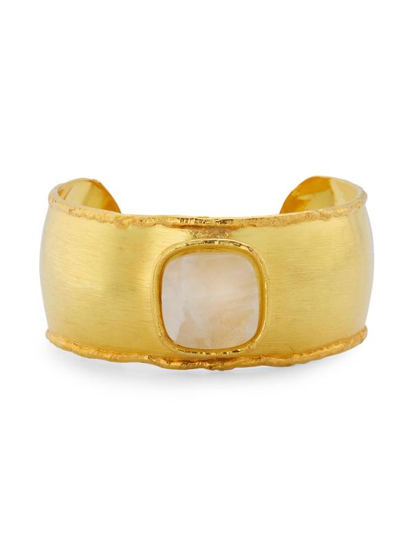 Manchette 22K-Gold-Plated 
Rose Quartz Cuff