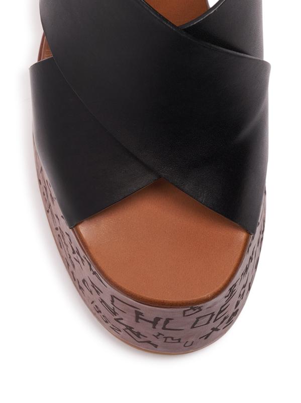 クロエ マキシムウェッジサンダル ブラウン/ブラック Chloé - マキシム140MMレザーウェッジサンダル をオンライン購入