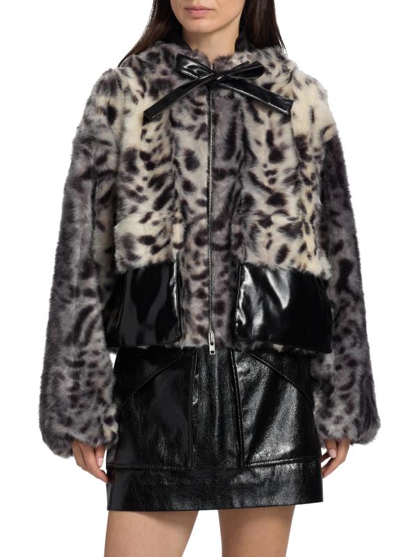 #2: جاكيت Hesse من الفرو الصناعي بنقشة جلد الفهد - نمر أبيض وأسود
