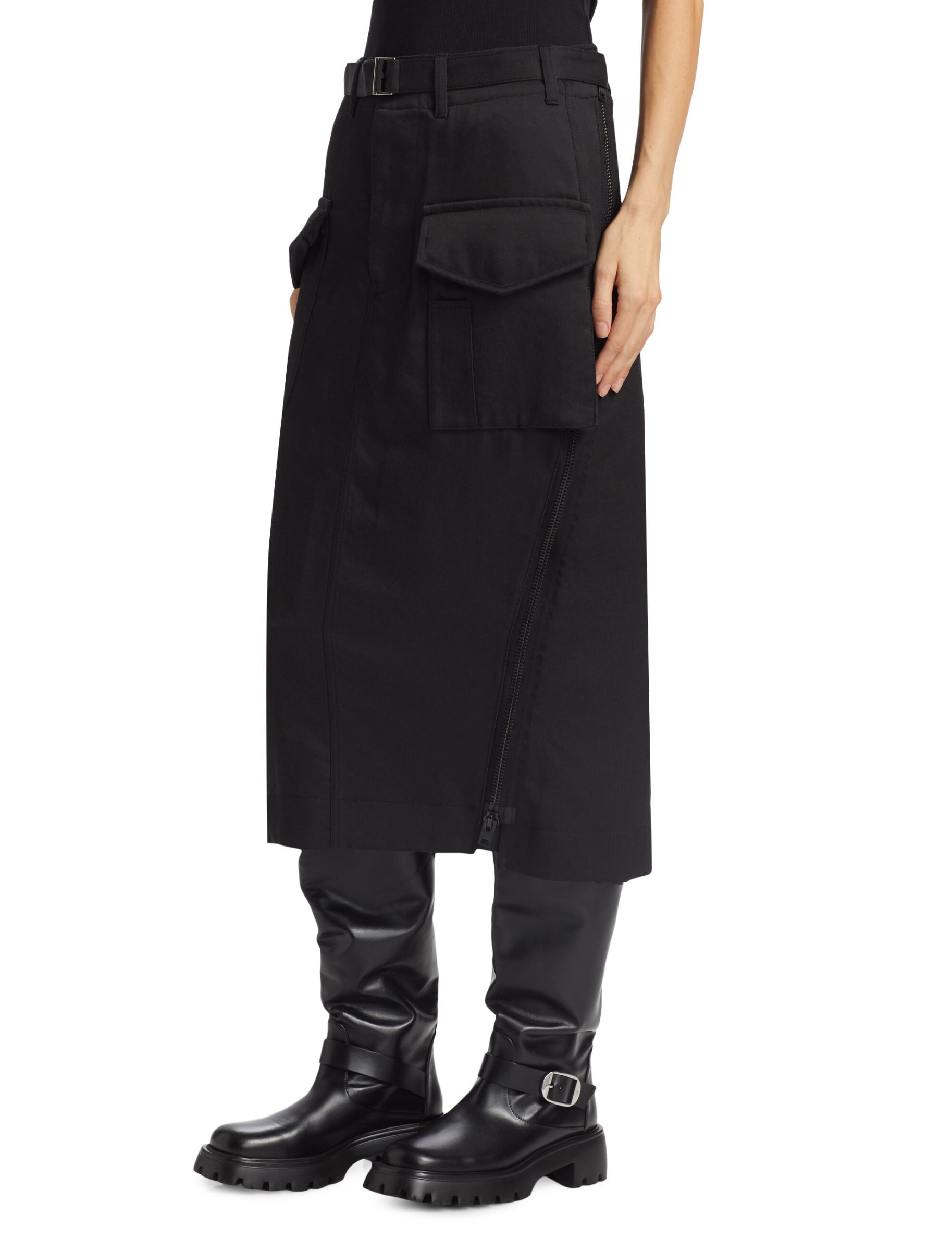 Sacai ペプラム スカート | ブラウン | FARFETCH JP
