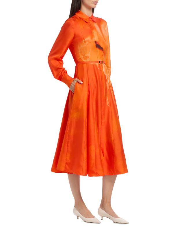 #3: قميص مزين بطيات من الحرير بألوان مائية - طباشير البابايا متعددة