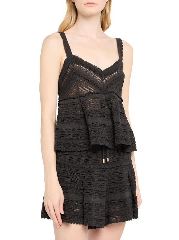 #2: تانك توب لاكي دانتيل محبوك - أسود