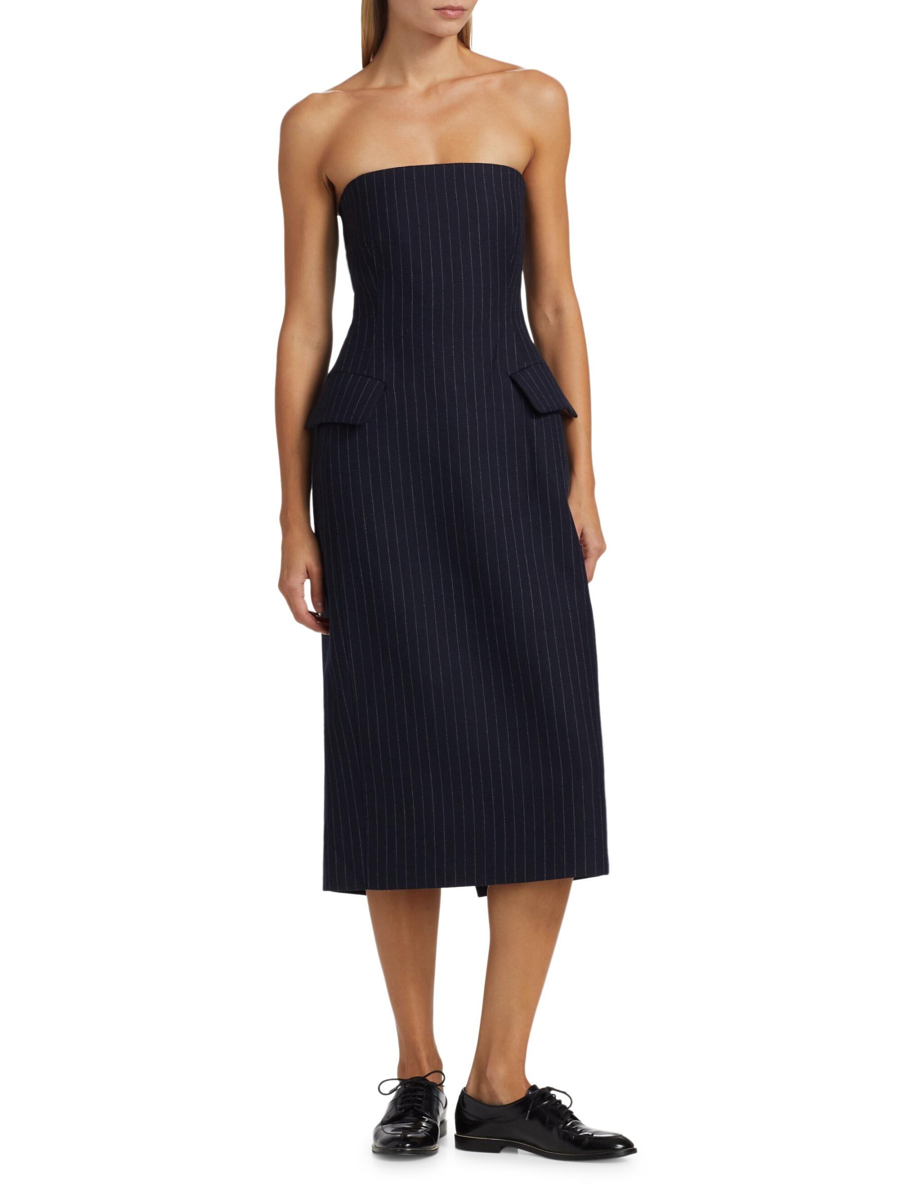 Shop Co - Pinstriped Tailored Bustier Dress | Saks Fifth