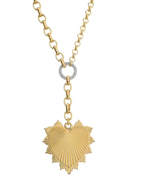 قلادة على شكل قلب من الذهب الأصفر عيار 18 قيراطًا من الذهب الأصفر عيار 0.34 TCW