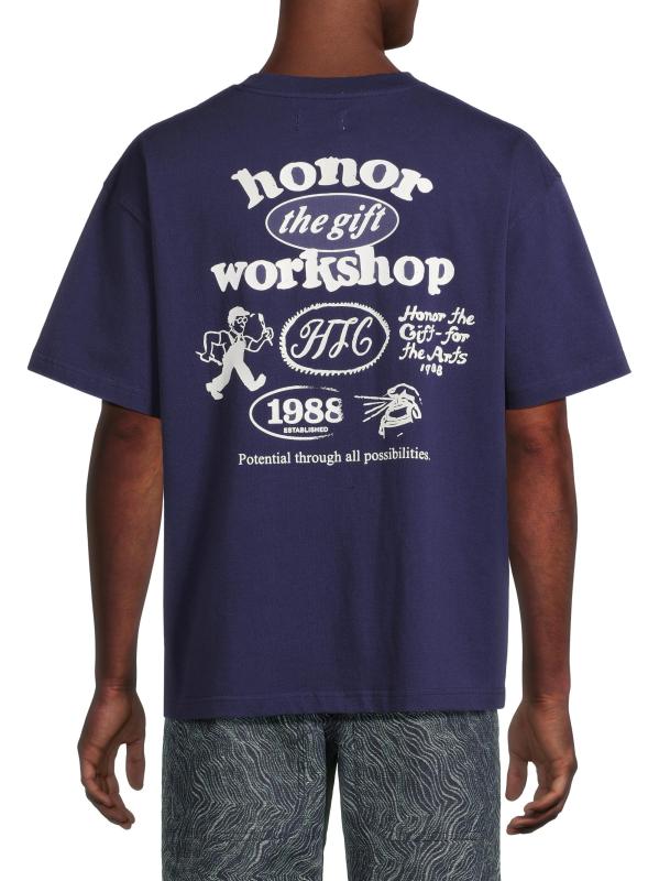 #4: تي شيرت قطني كبير الحجم بشعار ورشة العمل - القوات البحرية