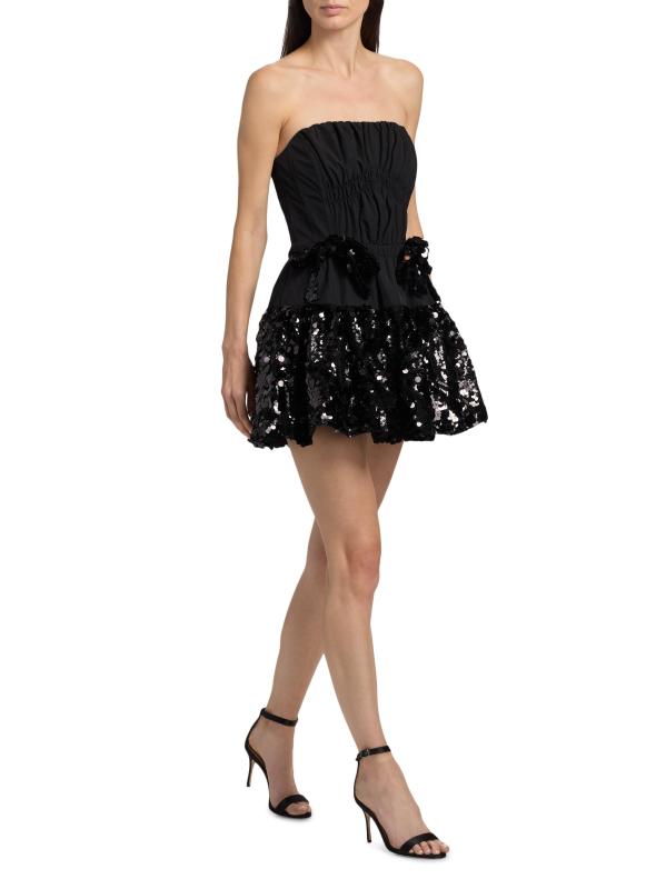 #7: فستان قصير بدون حمالات مزيّن بالترتر من كاميلا - أسود