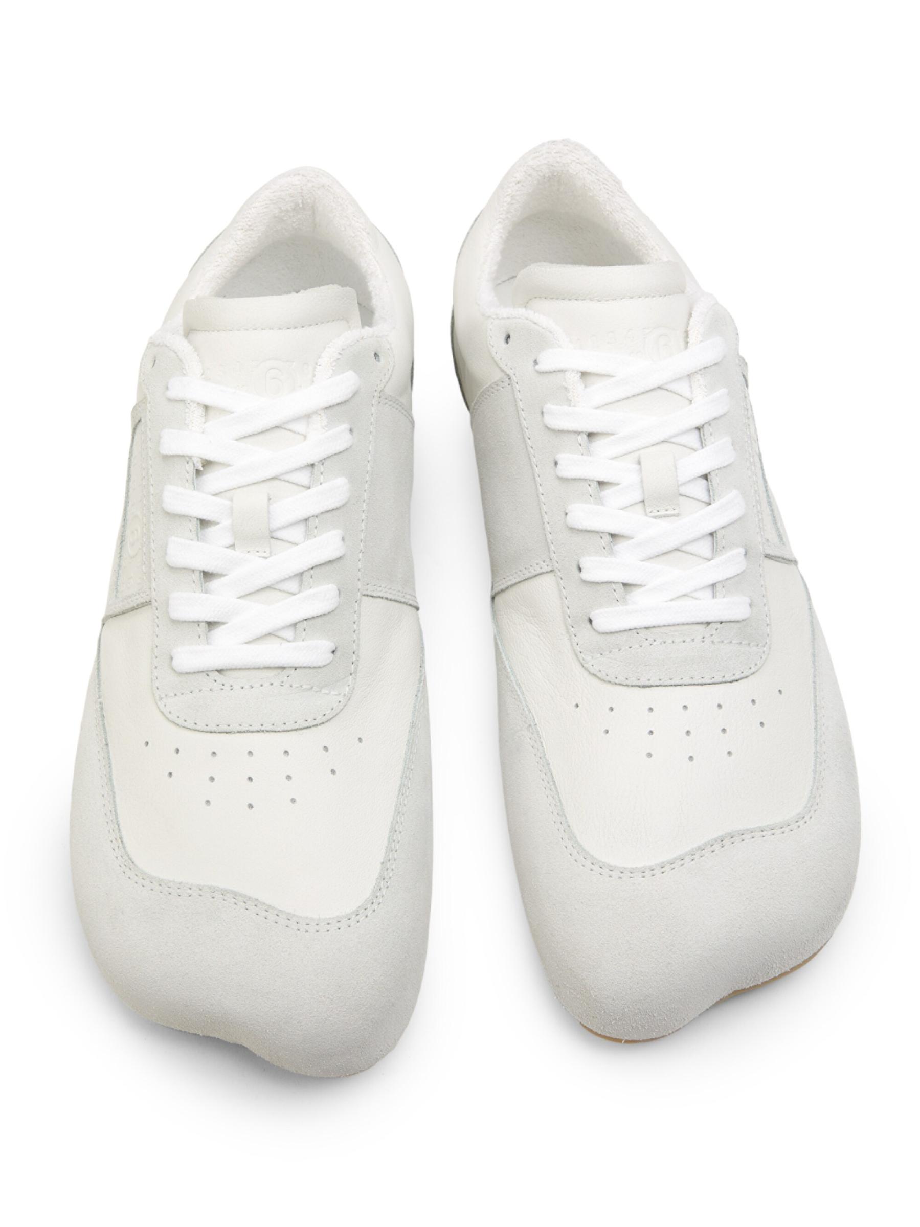 【Maison Margiela】ロゴ レザー スエード ローカットスニーカー Maison Margiela (メゾン マルジェラ) レプリカ スエード レザー