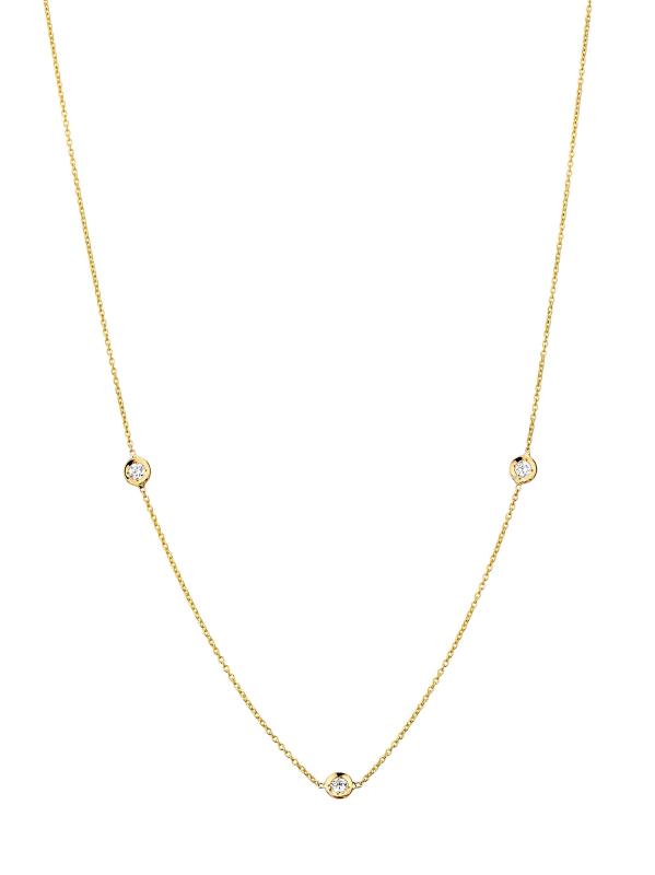 قلادة تايني تريزرز من الذهب الأبيض عيار 18 قيراطًا وقلادة دايموند ستيشن 0.15 TCW