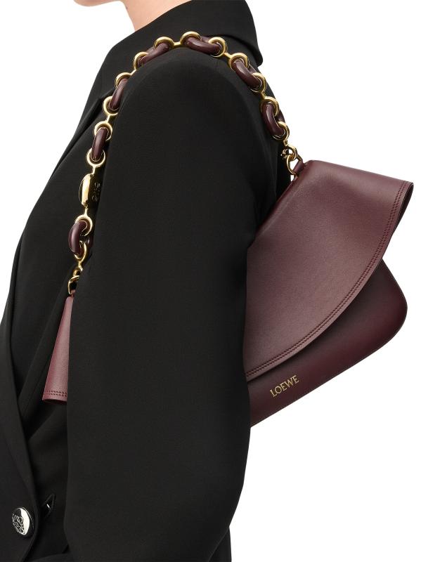 LYN レザー ホーボーバッグ バイカラー ショルダーバッグ ロゴ CHARLES & KEITH アクリルチェーンハンドル ホーボーバッグ