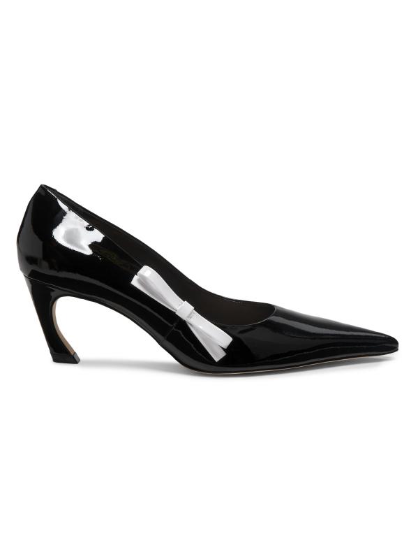 #1: مضخات جلدية حاصلة على براءة اختراع بتفاصيل قوس متباينة مقاس 65 مم - أسود + أبيض