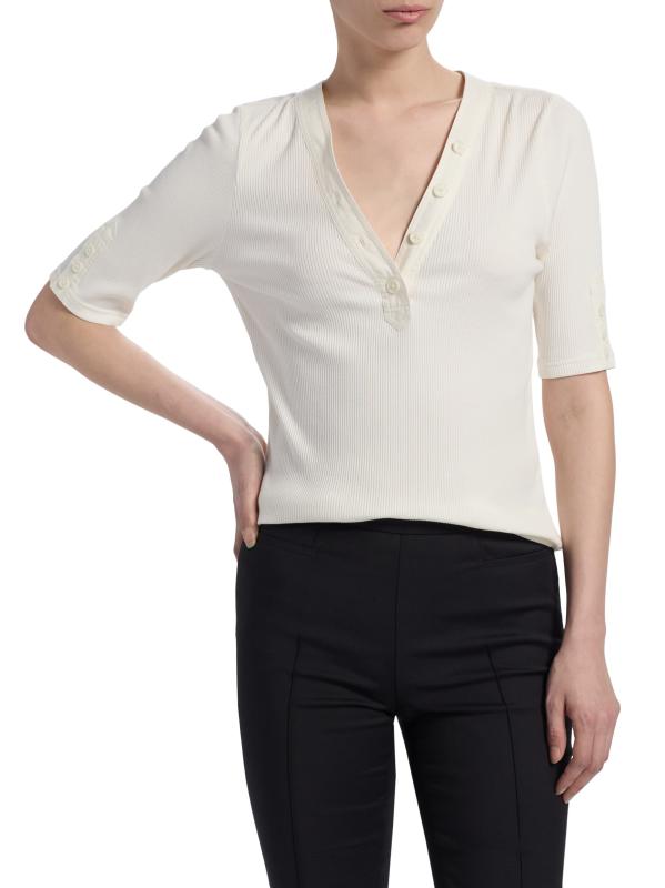 Derek Lam 10 Crosby ★ エイドリアン Vネック リブ Tシャツ Shop Derek Lam 10 Crosby - Adrian V-Neck Ribbed T-Shirt