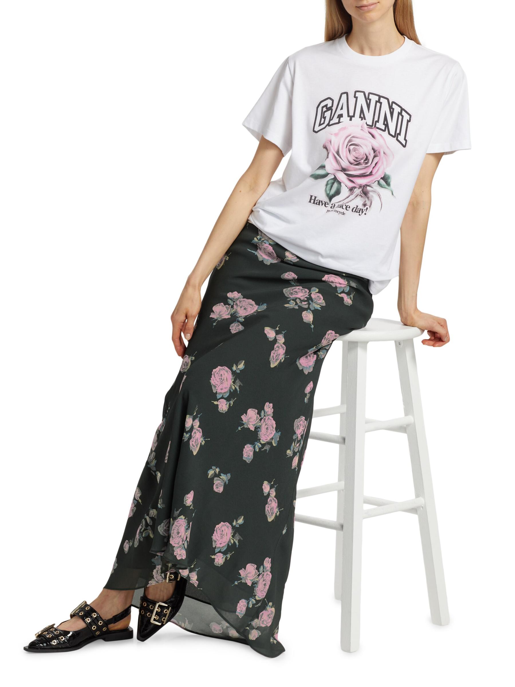 GANNI♡ コットン SS Tシャツ GANNI(ガニー)｜ベーシック コットン ジャージー アニマル