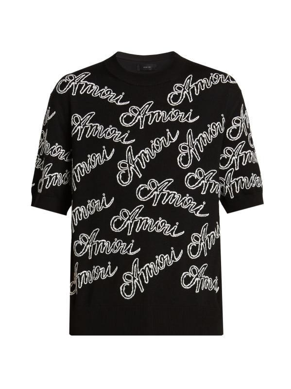関税込★【AMIRI】刺繍スクリプトロゴ・ウールTシャツ Amiri - 刺繍スクリプトロゴ・ウールTシャツ をオンライン購入