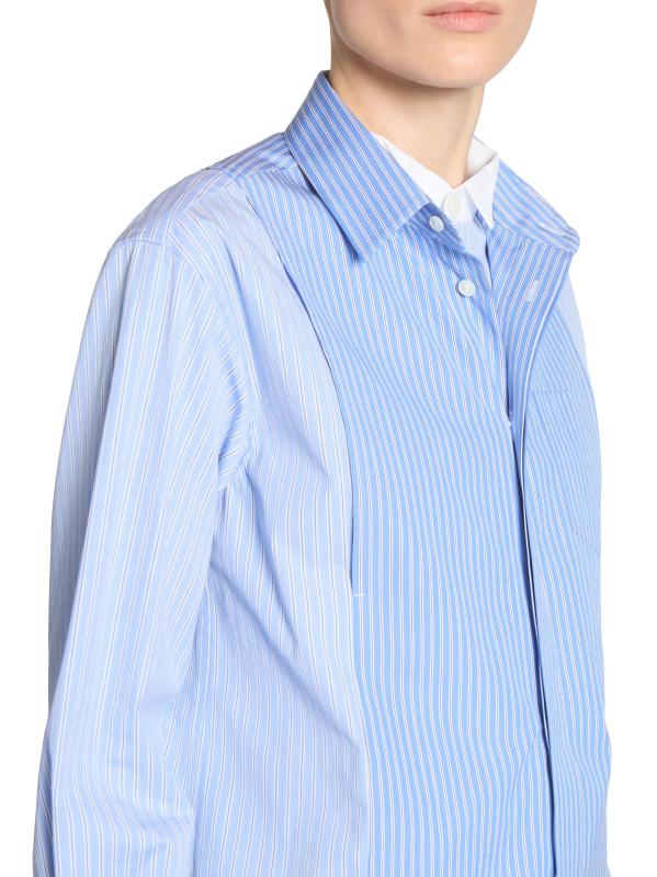 【送料&関税込】Sacai White And Light Blue Striped Poplin Dr sacai Cotton Poplin Shirt | REVERSIBLE
