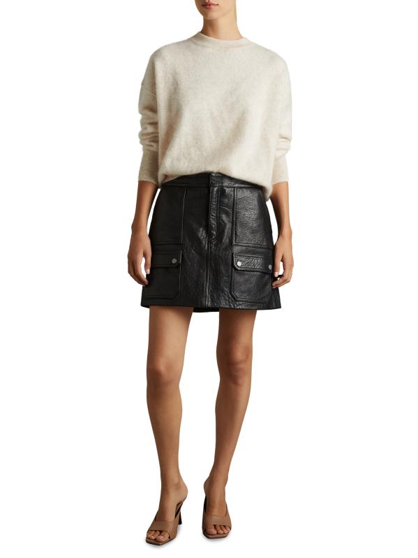 【海外限定】REISSレザースカート☆Charlie Leather Flared Mini Buy Reiss Chocolate Charlie Leather Flared Mini Skirt from
