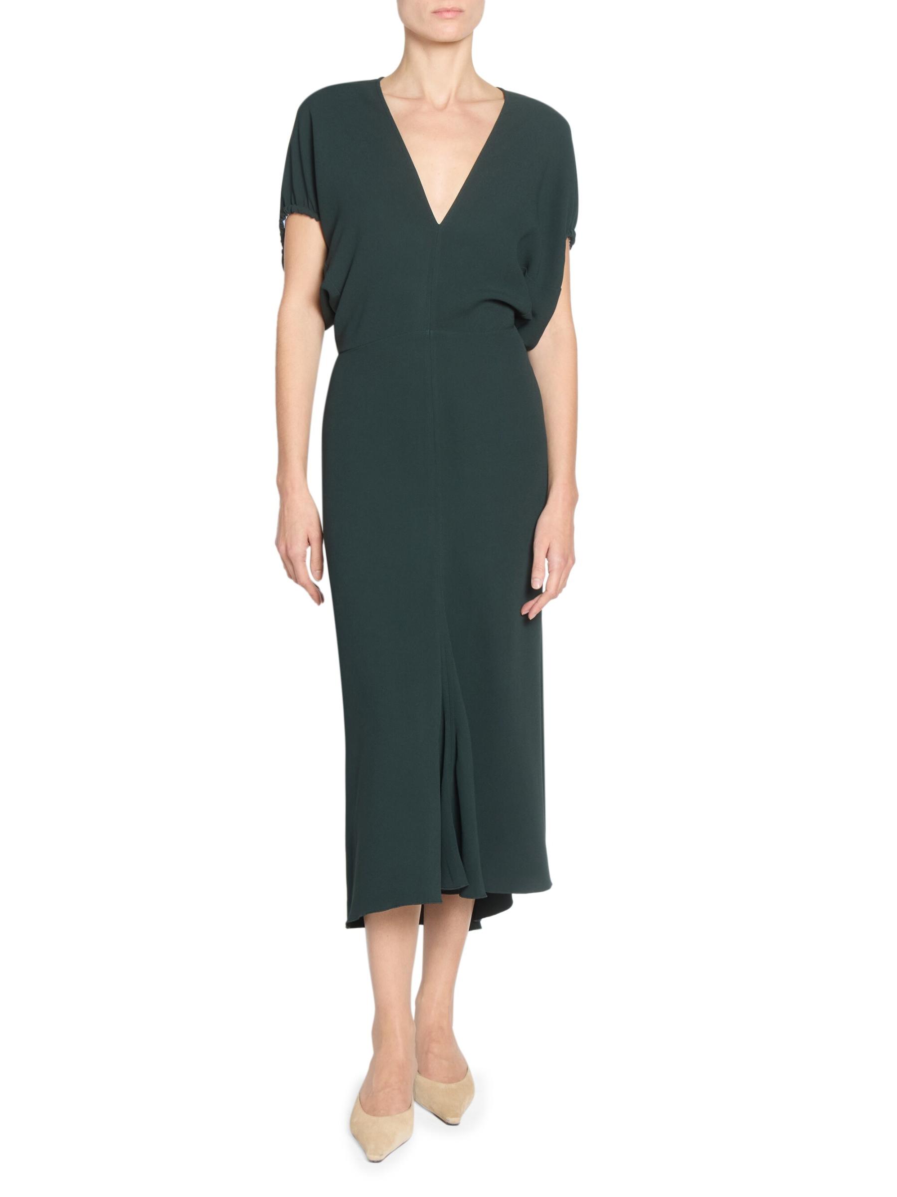 国内発| VICTORIA BECKHAM ドレープスリーブ ミディドレス Victoria Beckham - ドレープ クレープ ミディ ドレス を