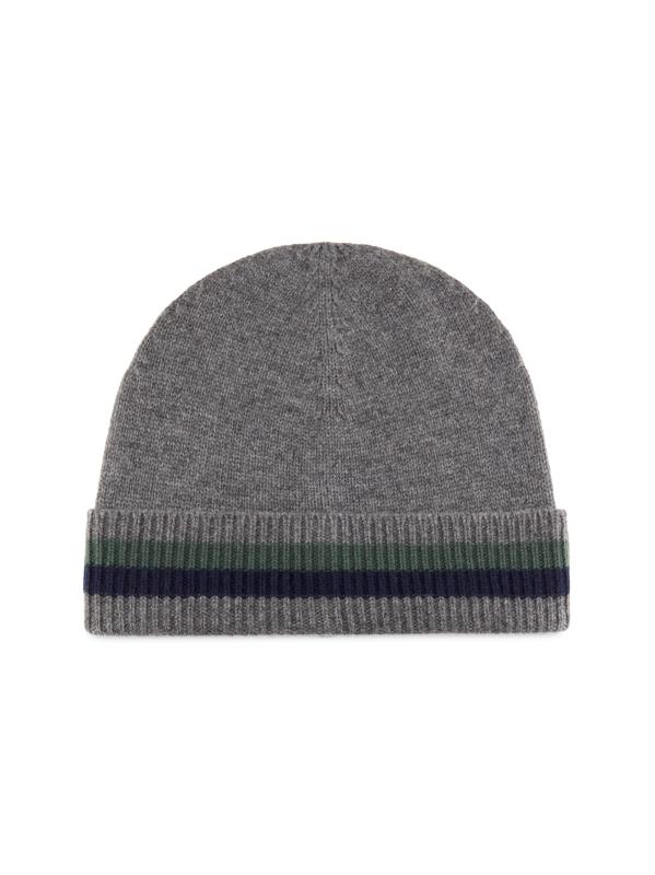Striped-Cuff Cashmere Beanie