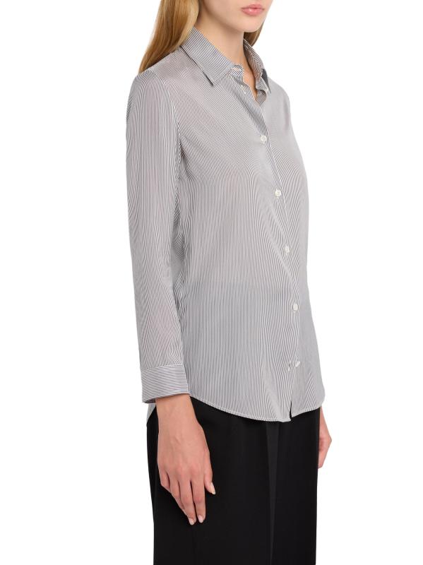 #3: قميص بيترا سترايب من الحرير البوبلين - أبيض داكن