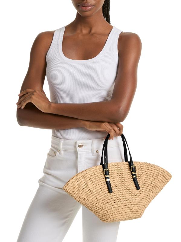Shop MICHAEL Michael Kors Isa Small Straw Fan Tote Bag Saks