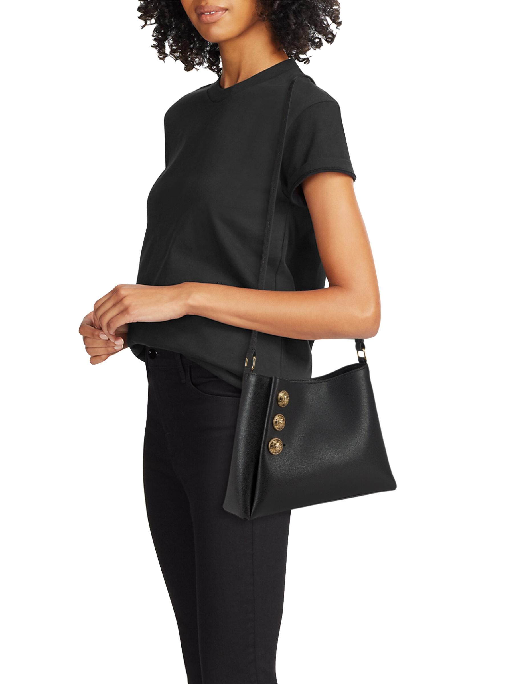 Shop Balmain - Emblème Grained Leather Shoulder Bag | Saks