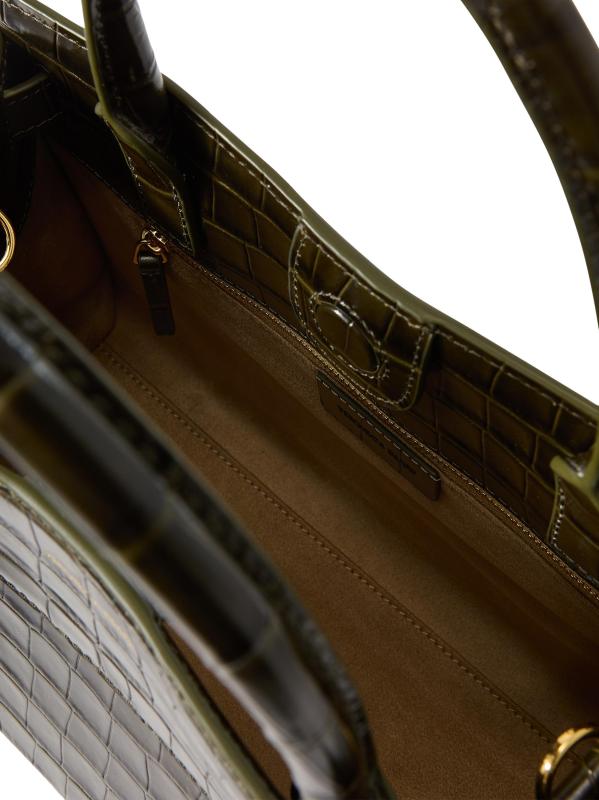 #6: حقيبة بمقبض علوي من الجلد المنقوش بالتماسيح - شجر السرو