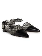 【MANOLO BLAHNIK】ネイビーブルーナッパレザーフラットサンダル MANOLO BLAHNIK（サンダル ・ ブルー・ネイビー/青色系）の