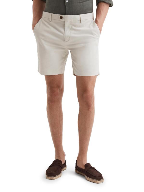 #2: شورت ويكيت من القطن القابل للتمدد - أبيض طباشيري