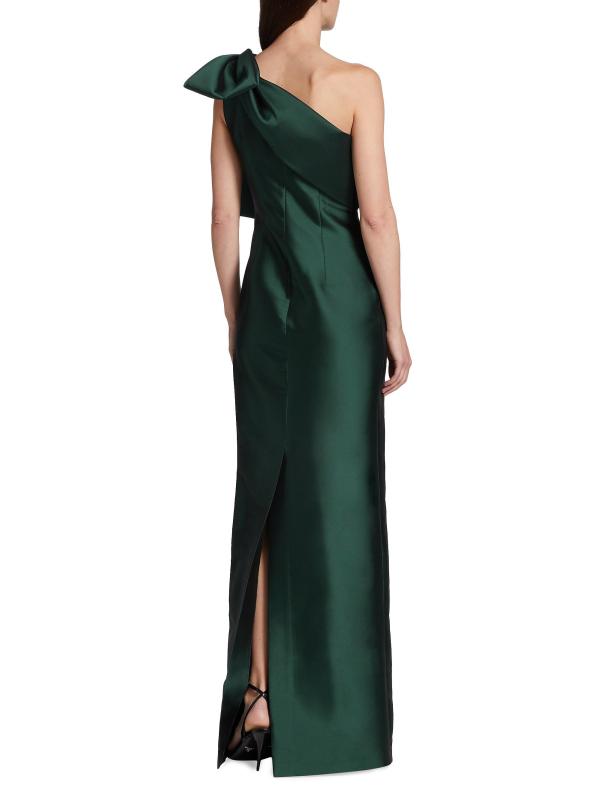 #4: فستان بوني ساتان بكتف واحد - فورست جرين