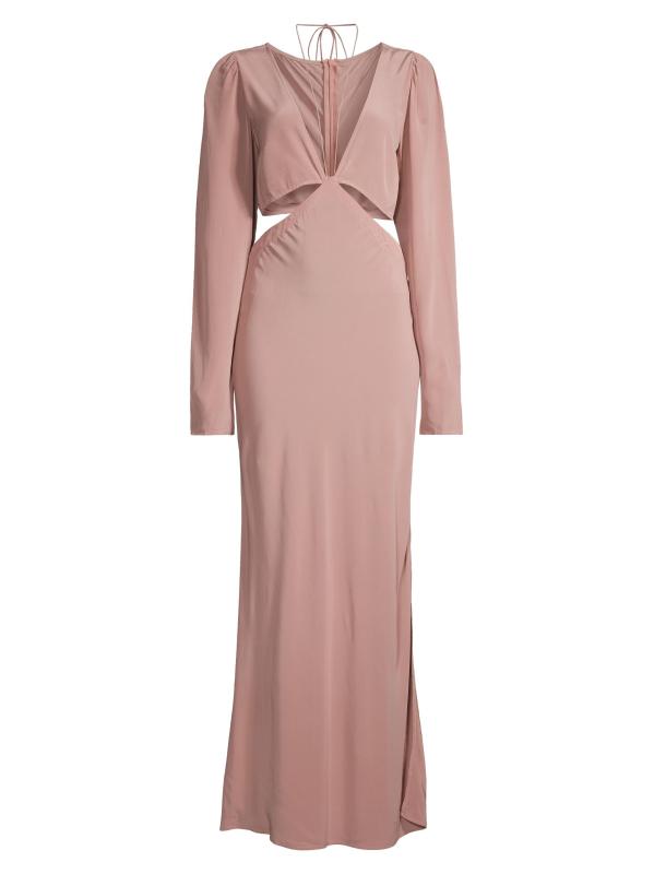 فستان ماكسي بفتحات مقصوص من سمر ريفيري كلوي كريب دي تشاين