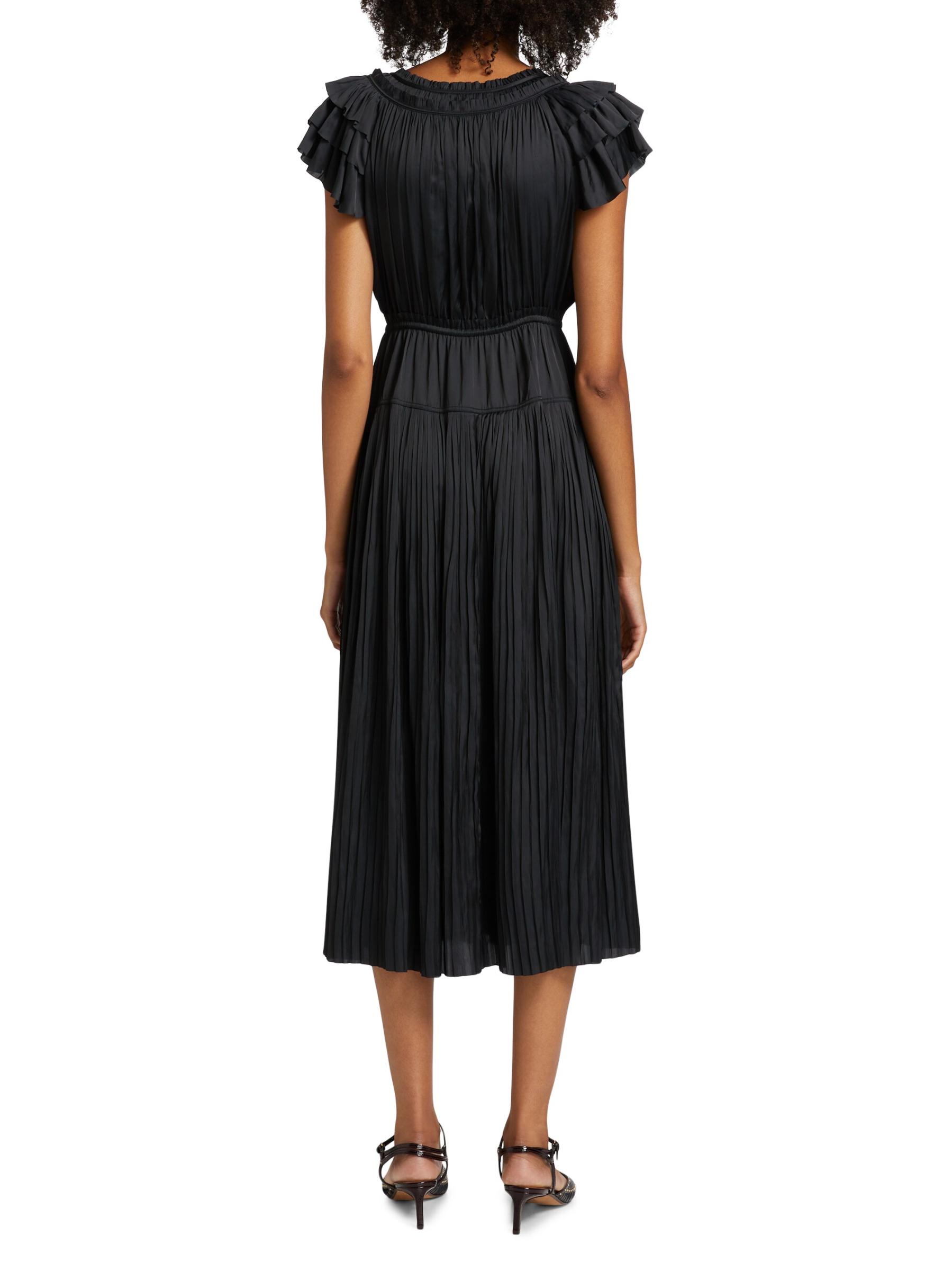 【Ulla Johnson】 Amikoプリーツサテンミディドレス Ulla Johnson Amiko Pleated High-Neck Midi Dress - Bergdorf