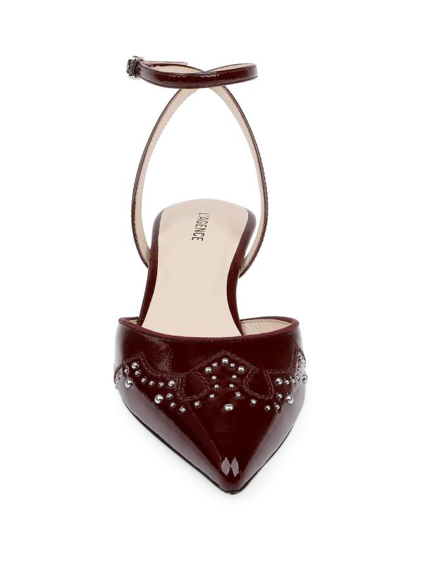 #4: حذاء Liana مقاس 45 مم من الجلد اللامع بكعب صغير - براءة اختراع النبيذ