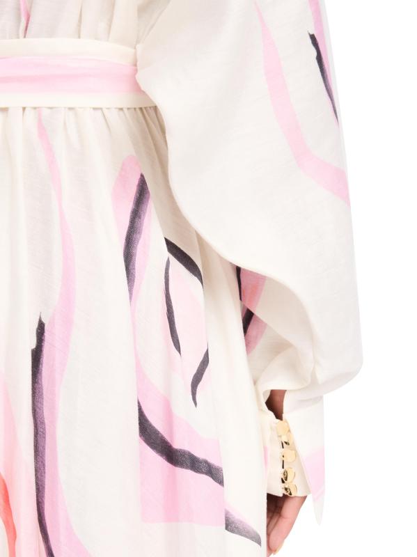 #5: قميص ماكسي بحزام تجريدي من Pennar - نمط وردي